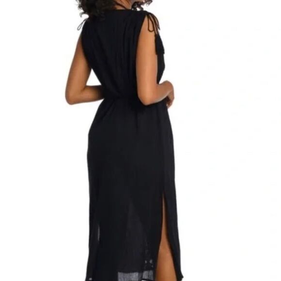 NWT LA BLANCA Island Fare Cotton Crochet Cover Up Midi Dress - Picture 4 of 9